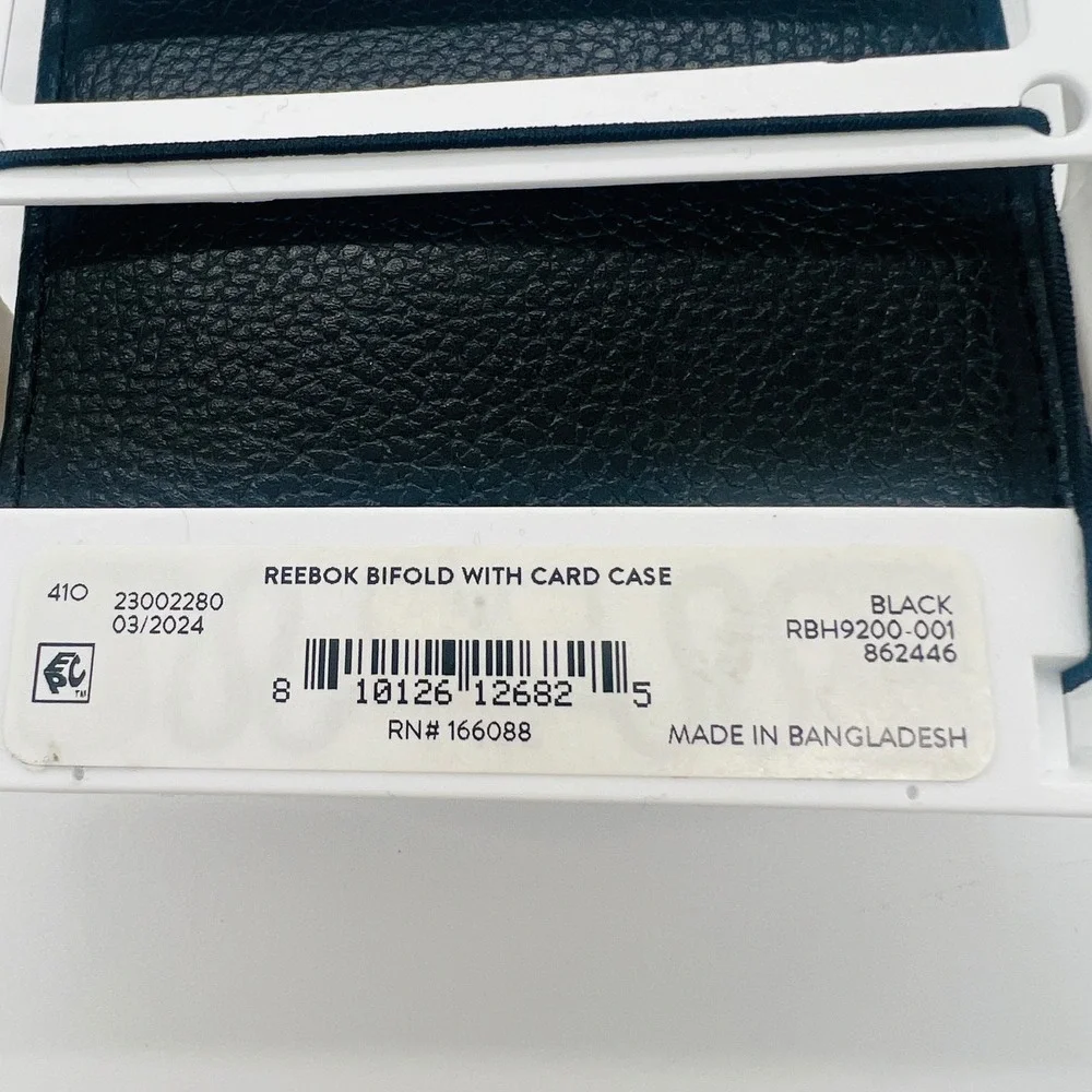 NEW Reebok Leather Bifold Wallet with Card Case RFID‎ Protected Black
